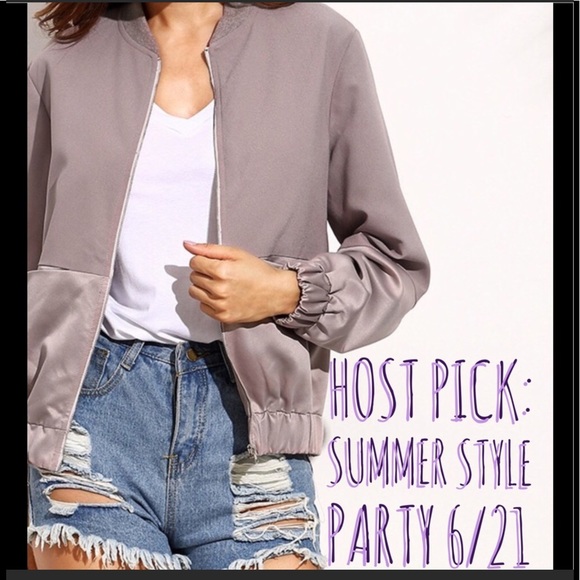 🆕HP🏆Lavender sateen blocked bomber jacket - Picture 5 of 5